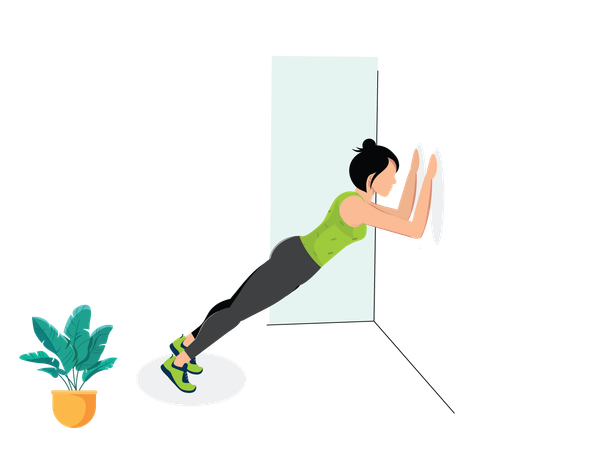 Woman doing Wall Planks  Illustration