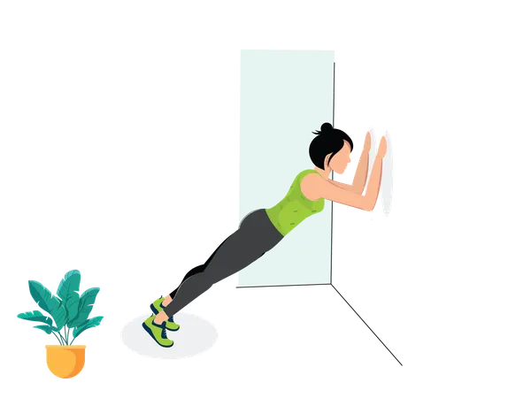 Woman doing Wall Planks  Illustration