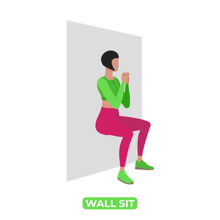 Woman Doing Wall Sit  Illustration