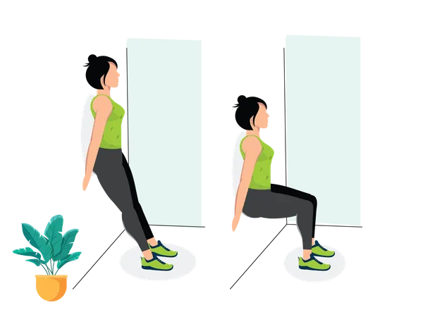 Woman doing Wall Squats  Illustration