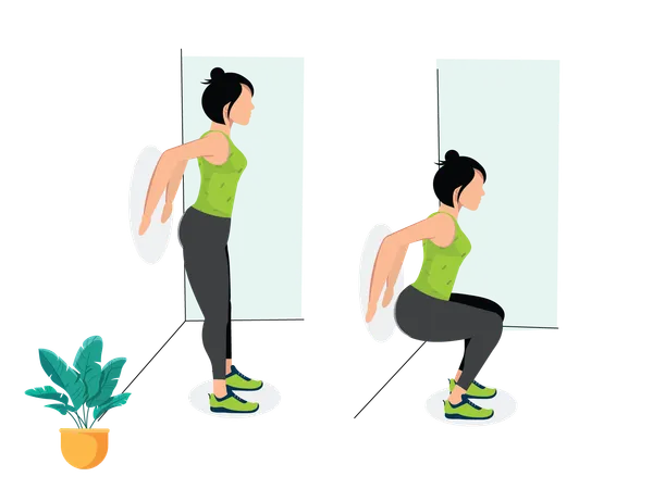 Woman doing Wall Tricep Dips  Illustration