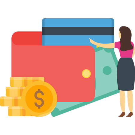 Woman doing wallet top up  Illustration