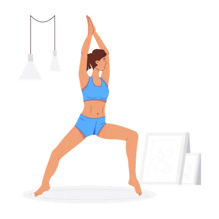 Woman Doing Warrior Pose  Illustration