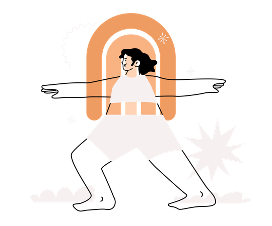 Woman doing Warrior yoga  Illustration