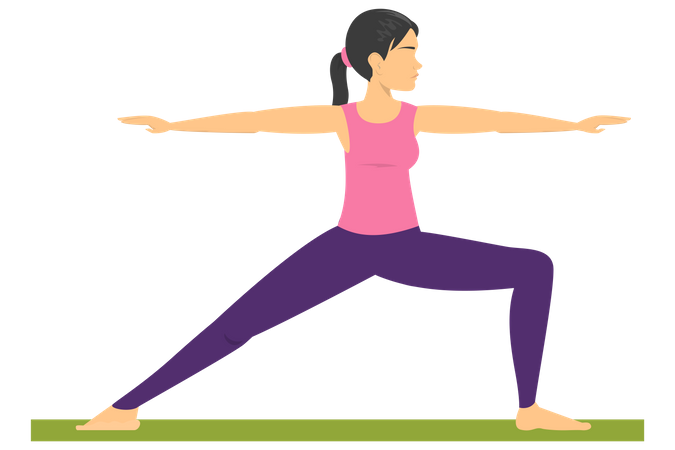 Woman doing Warrior yoga pose Illustration