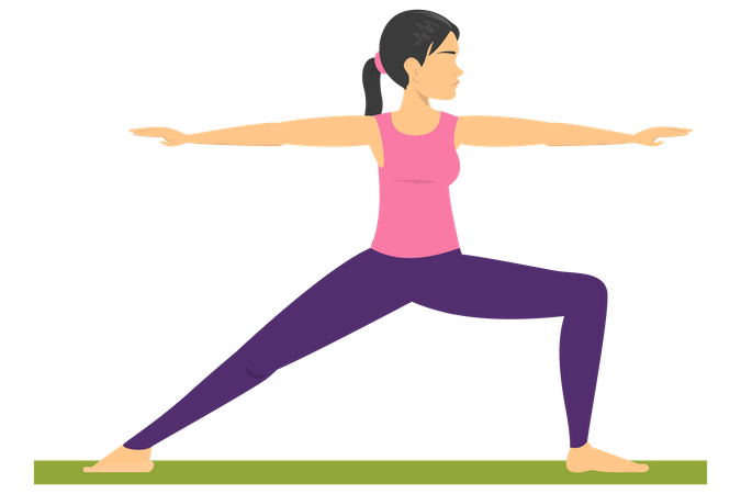 Woman doing Warrior yoga pose  Illustration