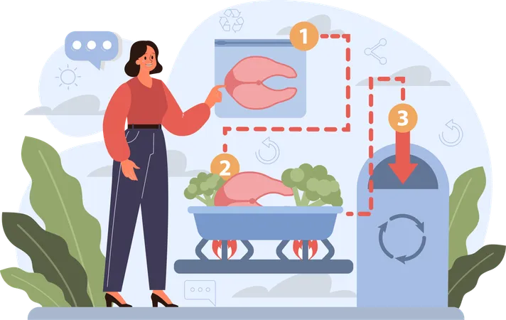 Woman doing waste food recycling  Illustration