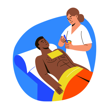 Woman doing Waxing chest  Illustration