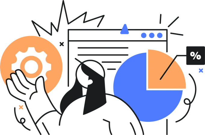 Woman doing web data analysis  Illustration