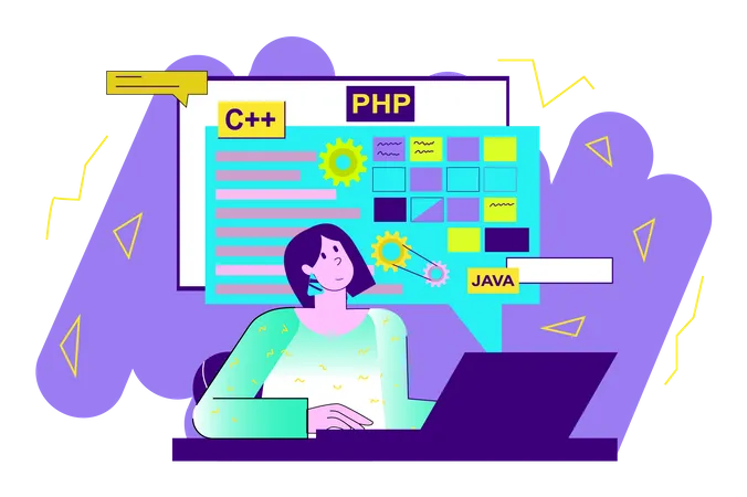 Woman doing web development  Illustration