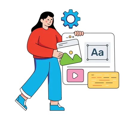 Woman doing web development  Illustration