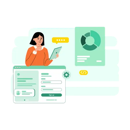 Woman doing web sign up  Illustration