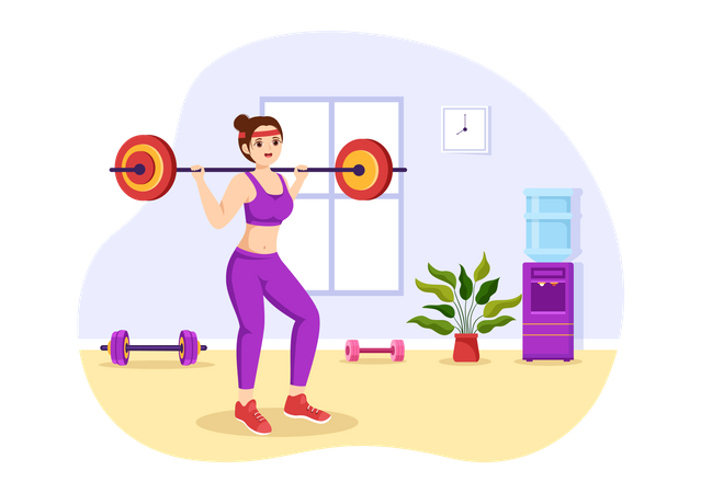 Woman Doing Weight Lifting  Illustration