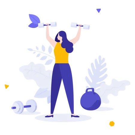 Woman doing weight lifting exercise  Illustration