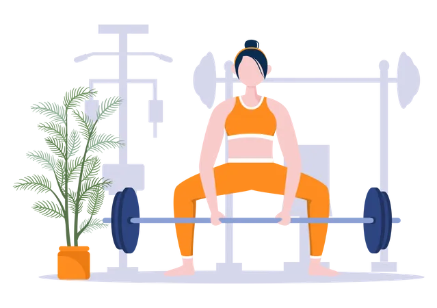 Woman doing weightlifting Illustration