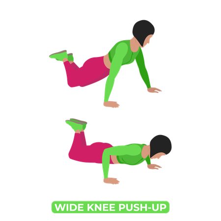 Woman Doing Wide Knee Push Up  Illustration