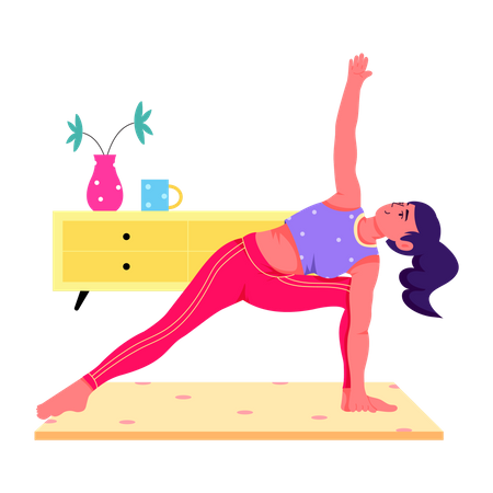 Woman doing Woman doing Triangle Pose  Illustration