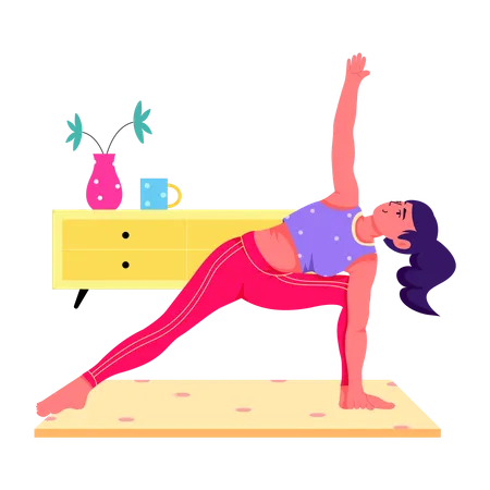 Woman doing Woman doing Triangle Pose  Illustration