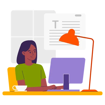 Woman doing work at home  Illustration