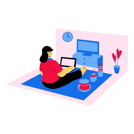 Woman doing work from home  Illustration