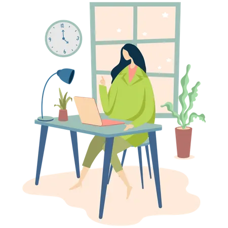 Woman doing work from home  Illustration