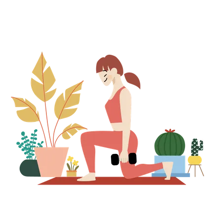 Woman doing Work Out at home  Illustration