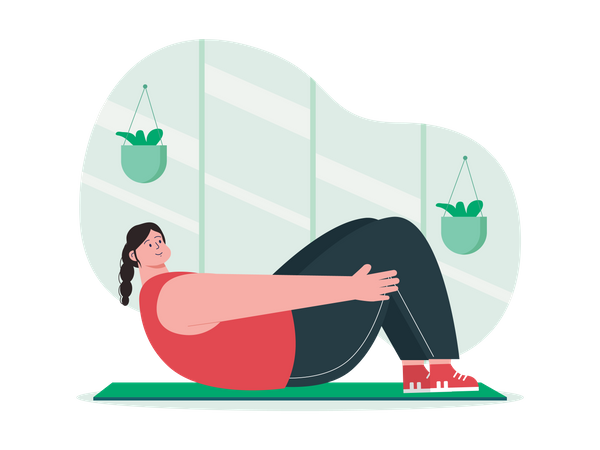 Woman doing workout at home Illustration