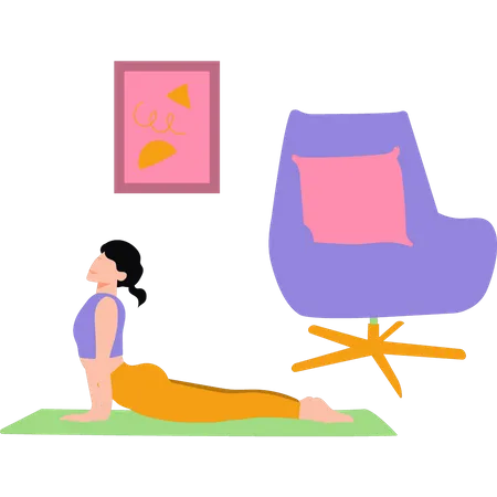 Woman doing workout at home Illustration