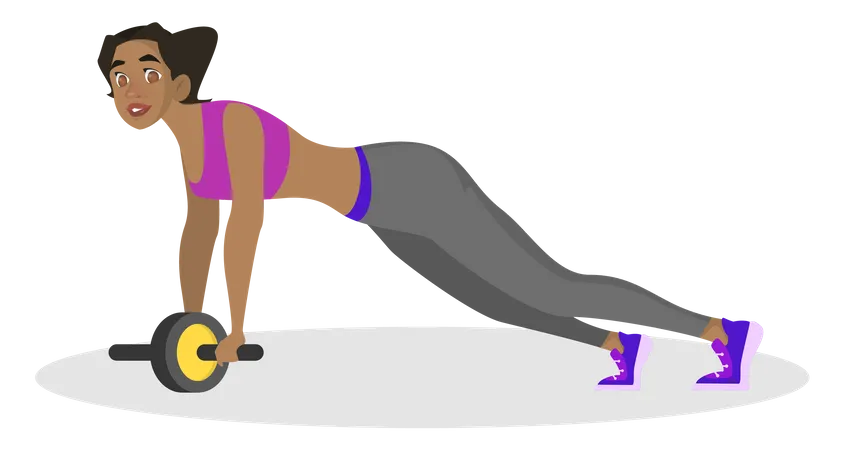 Woman doing workout for ABS using AB roller  Illustration