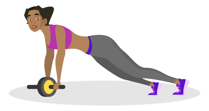 Woman doing workout for ABS using AB roller  Illustration