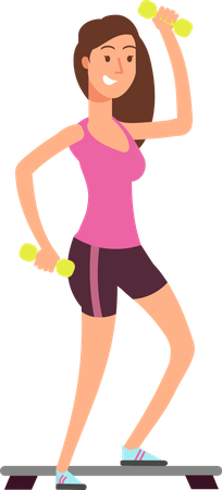 Woman doing workout with dumbbell  Illustration