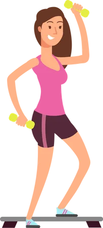 Woman doing workout with dumbbell  Illustration