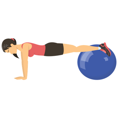 Woman doing workout with gym ball  Illustration