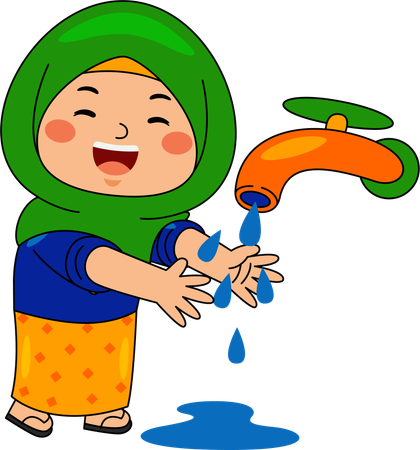 Woman doing Wudhu  Illustration