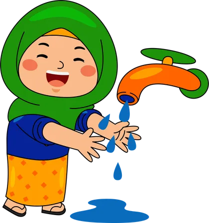 Woman doing Wudhu  Illustration