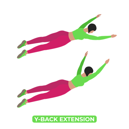 Woman Doing Y Back Extension  Illustration