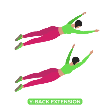 Woman Doing Y Back Extension  Illustration