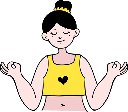 Young Woman Doing Yoga And Fitness Collection Of Female Cartoon Yoga Positions Illustration