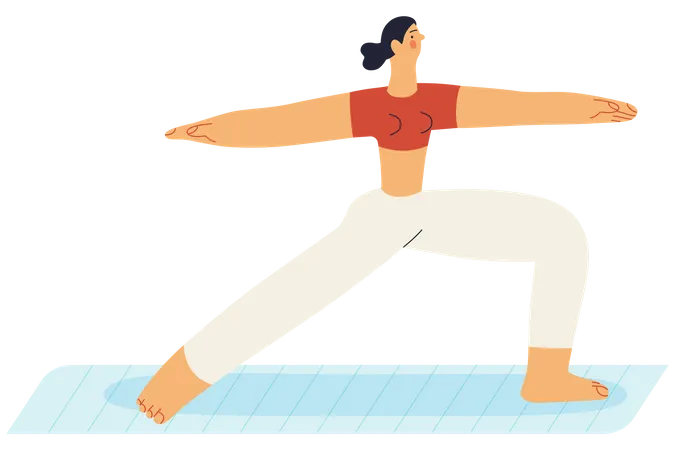 Beach Resort Activities Modern Outlined Flat Vector Concept Illustration Of People Doing Yoga On The Sea Beach A Group Of People Standing In The Warrior Pose On Yoga Mats On Sand Of Seashore Illustration