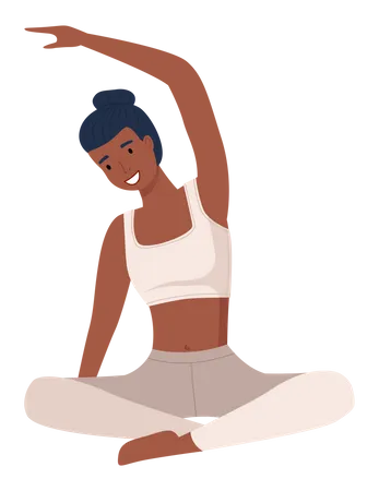 Woman Doing Yoga Exercise Young And Beautiful Fit Girl Sitting In Lotus Position Isolated Female Character Taking Care Of Her Health Leads A Healthy Lifestyle Doing Relaxation Exercises Illustration