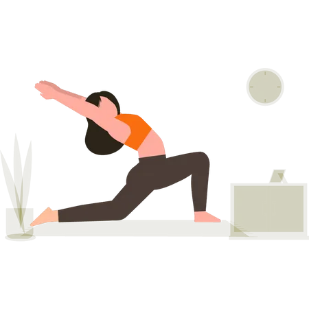 The Girl Is Doing Yoga Poses Illustration