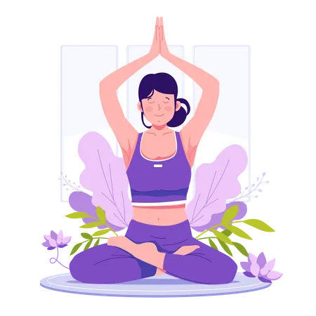 A Woman Doing Yoga Flat Illustration Illustration