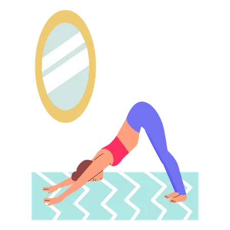 Woman doing yoga asana at home Illustration