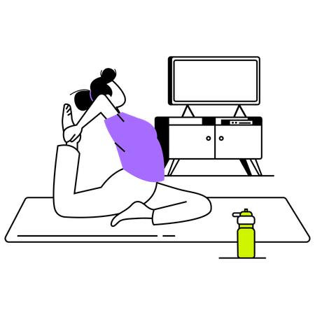 Woman doing yoga at early morning  Illustration