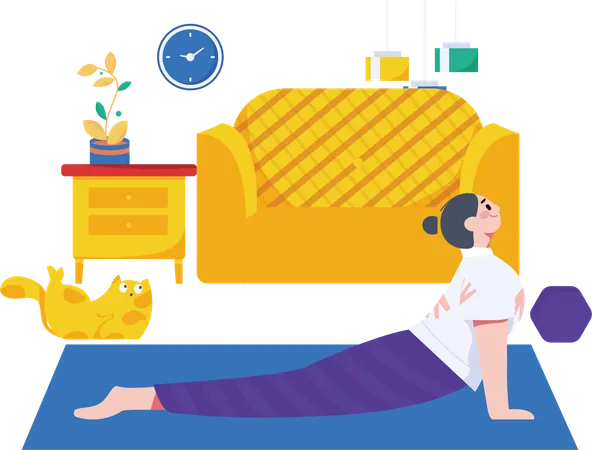 Woman doing yoga at home  Illustration