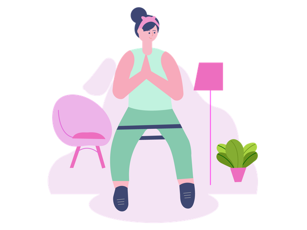 Woman doing yoga at home  Illustration