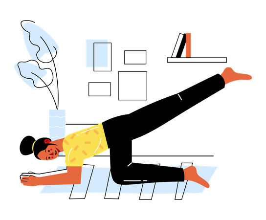 Woman doing yoga at home  Illustration