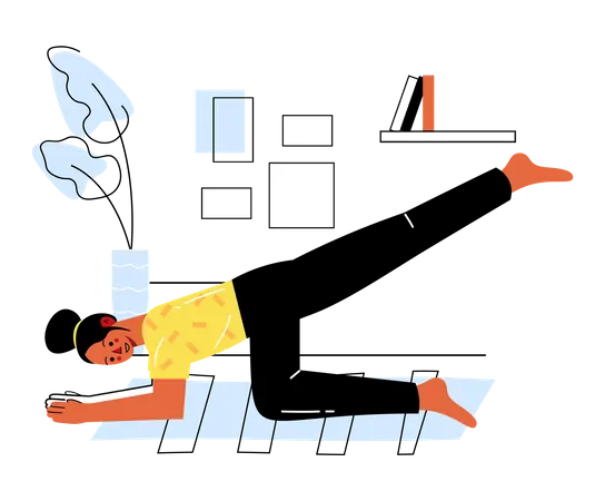 Woman doing yoga at home  Illustration