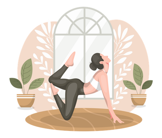 Woman doing yoga at home  Illustration