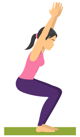 Woman doing Yoga chair pose  Illustration